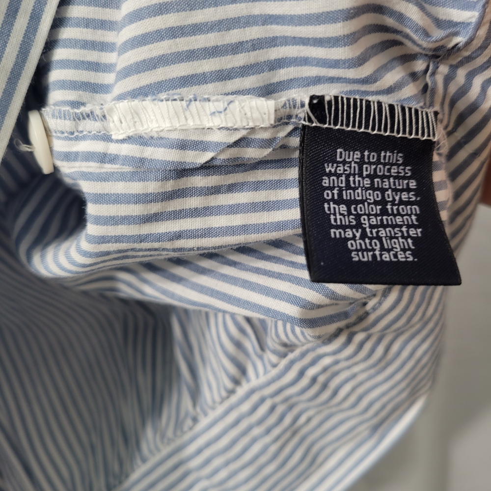 (SEA) Madewell Light Blue and White Striped Wrap Blouse - Picture 9 of 13